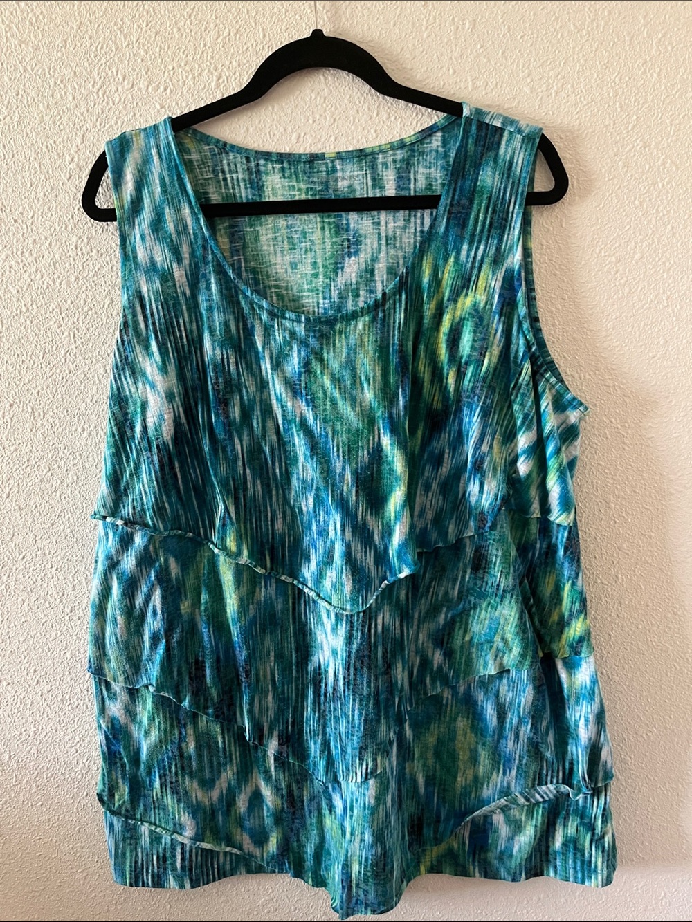 Catherine’s Sleeveless Tiered Tank Top in Teal Blue-Green
